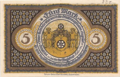 Аверс банкноты 5 marek (Niemcy) 1921