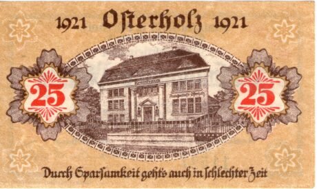 Реверс банкноты 25 пфеннигов Amtssparkasse (Германия) 1921 года