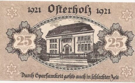 Реверс банкноты 25 пфеннигов Amtssparkasse (Германия) 1921 года