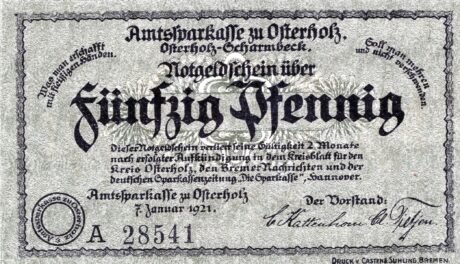 Аверс банкноты 50 пфеннигов Amtssparkasse (Германия) 1921 года