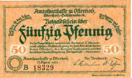 Аверс банкноты 50 пфеннигов Amtssparkasse (Германия) 1921 года