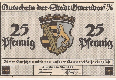 Аверс банкноты 25 fenigów (Niemcy) 1920