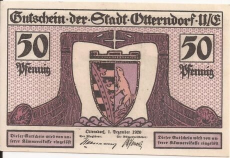 Аверс банкноты 50 fenigów (Niemcy) 1920