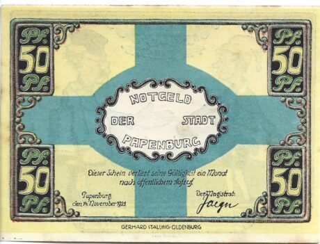 Аверс банкноты 50 fenigów (Niemcy) 1921