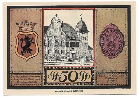 Аверс банкноты 50 fenigów (Niemcy) 1921