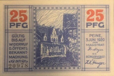 Аверс банкноты 25 fenigów (Niemcy) 1920