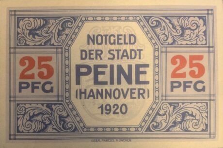 Реверс банкноты 25 fenigów (Niemcy) 1920