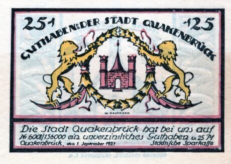 Аверс банкноты 25 fenigów (Niemcy) 1921