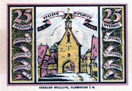 Реверс банкноты 25 fenigów (Niemcy) 1921