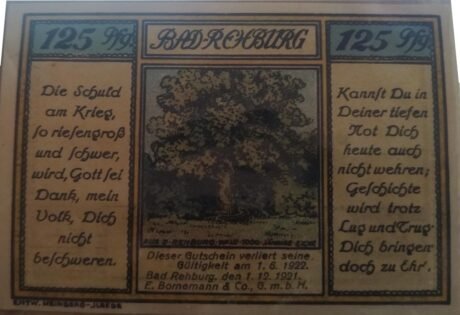 Аверс банкноты 125 fenigów E. Bornemann (Niemcy) 1921