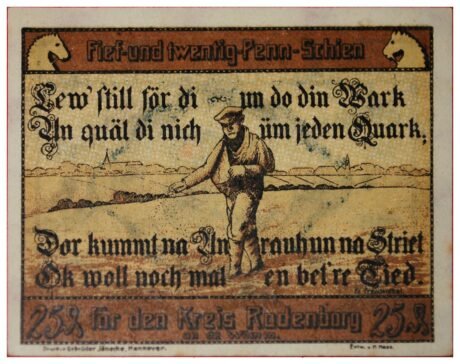 Реверс банкноты 25 fenigów (Niemcy) 1921