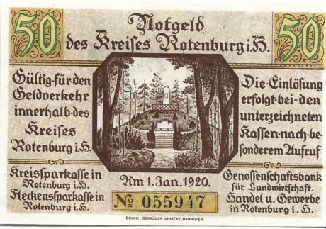 Аверс банкноты 50 fenigów (Niemcy) 1920