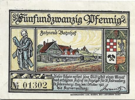 Аверс банкноты 25 пфеннигов (Германия) 1921 года