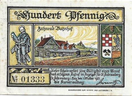 Аверс банкноты 100 fenigów (Niemcy) 1921