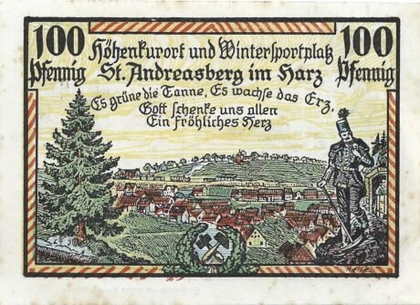 Реверс банкноты 100 fenigów (Niemcy) 1921