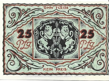 Реверс банкноты 25 fenigów (Niemcy) 1921