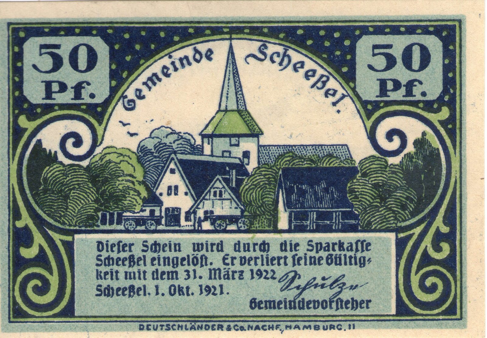 Аверс банкноты 50 пфеннигов (Германия) 1921 года