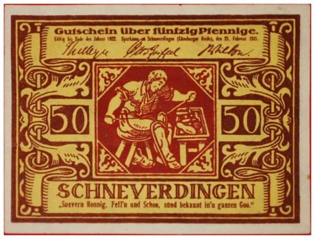 Аверс банкноты 50 fenigów Sparkasse (Niemcy) 1921