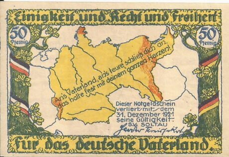 Реверс банкноты 50 fenigów (Niemcy)