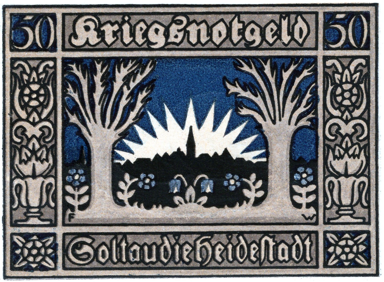 Реверс банкноты 50 пфеннигов Spar- und Darlehnsverein Soltau (Германия) 1921 года