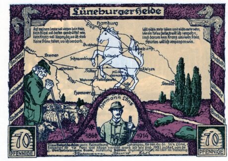 Аверс банкноты 70 fenigów Heimatbund Lohengau (Niemcy) 1921