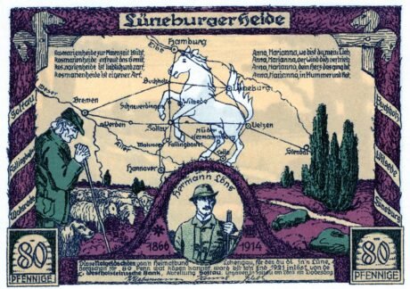 Аверс банкноты 80 fenigów Heimatbund Lohengau (Niemcy) 1921