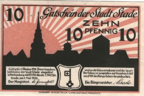 Аверс банкноты 10 fenigów (Niemcy) 1920