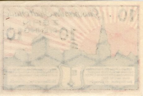 Реверс банкноты 10 fenigów (Niemcy) 1920