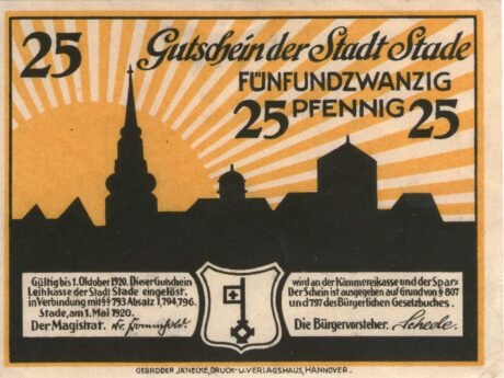 Аверс банкноты 25 пфеннигов (Германия) 1920 года