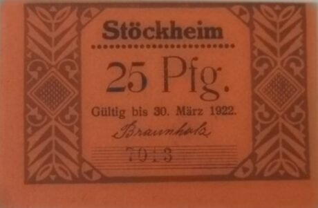 Аверс банкноты 25 пфеннигов (Германия) 1922 года