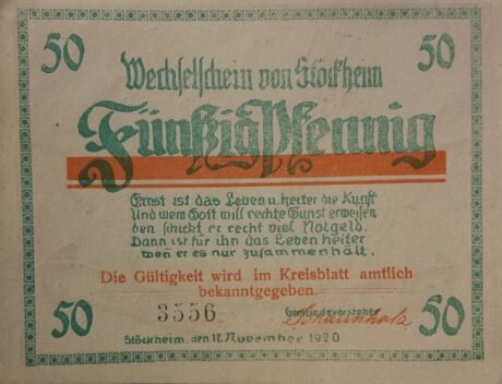 Аверс банкноты 50 fenigów (Niemcy) 1920