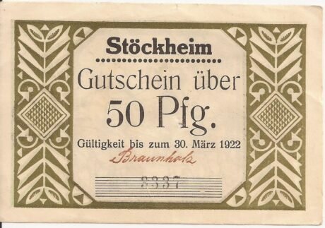 Аверс банкноты 50 fenigów (Niemcy) 1922