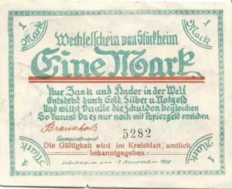 Аверс банкноты 1 marka (Niemcy)