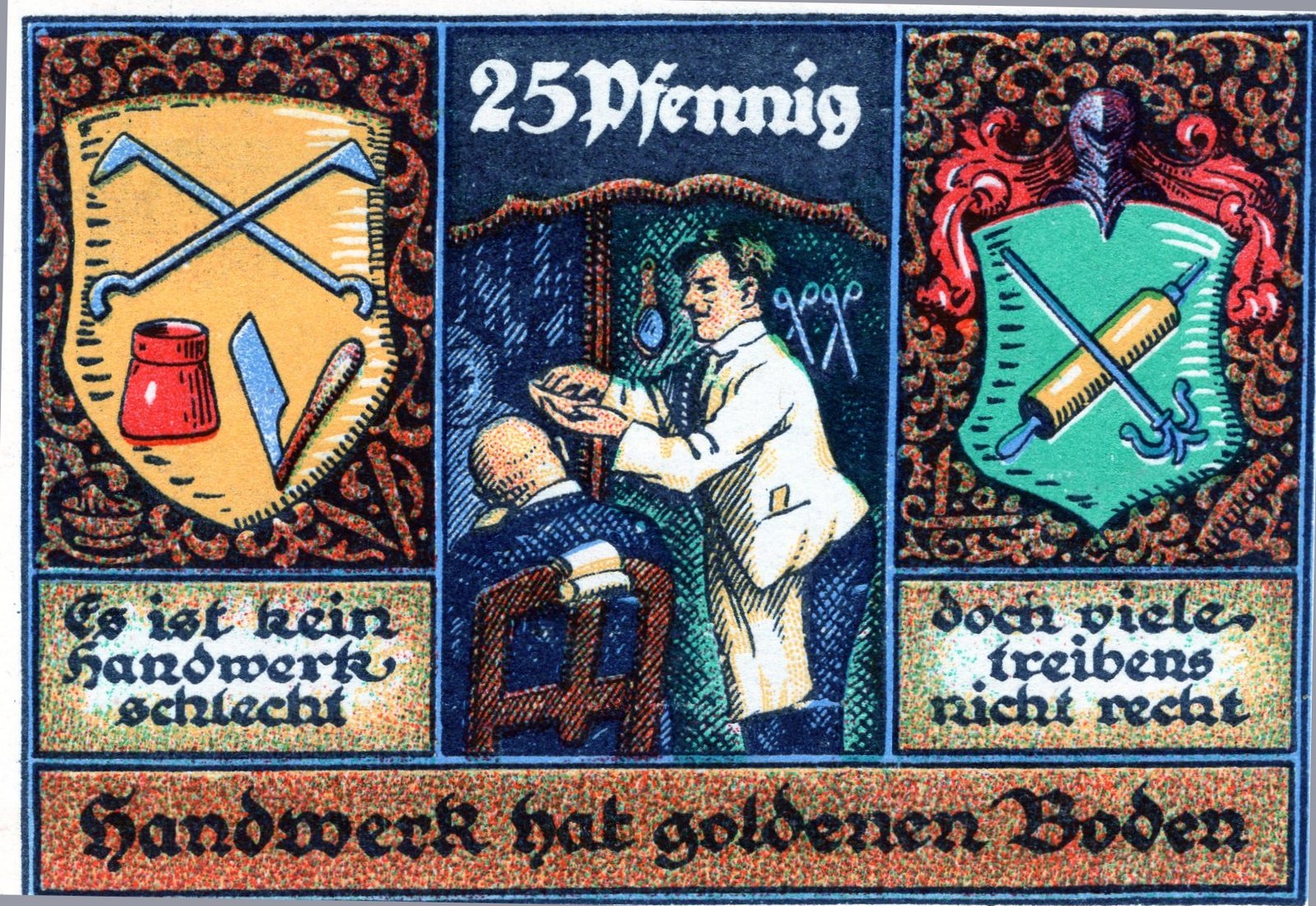 Реверс банкноты 25 пфеннигов Kreis-Handwerkerbund (Германия) 1921 года