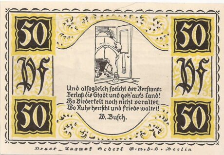 Реверс банкноты 50 fenigów (Niemcy) 1921