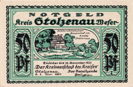 Аверс банкноты 50 fenigów (Niemcy) 1921