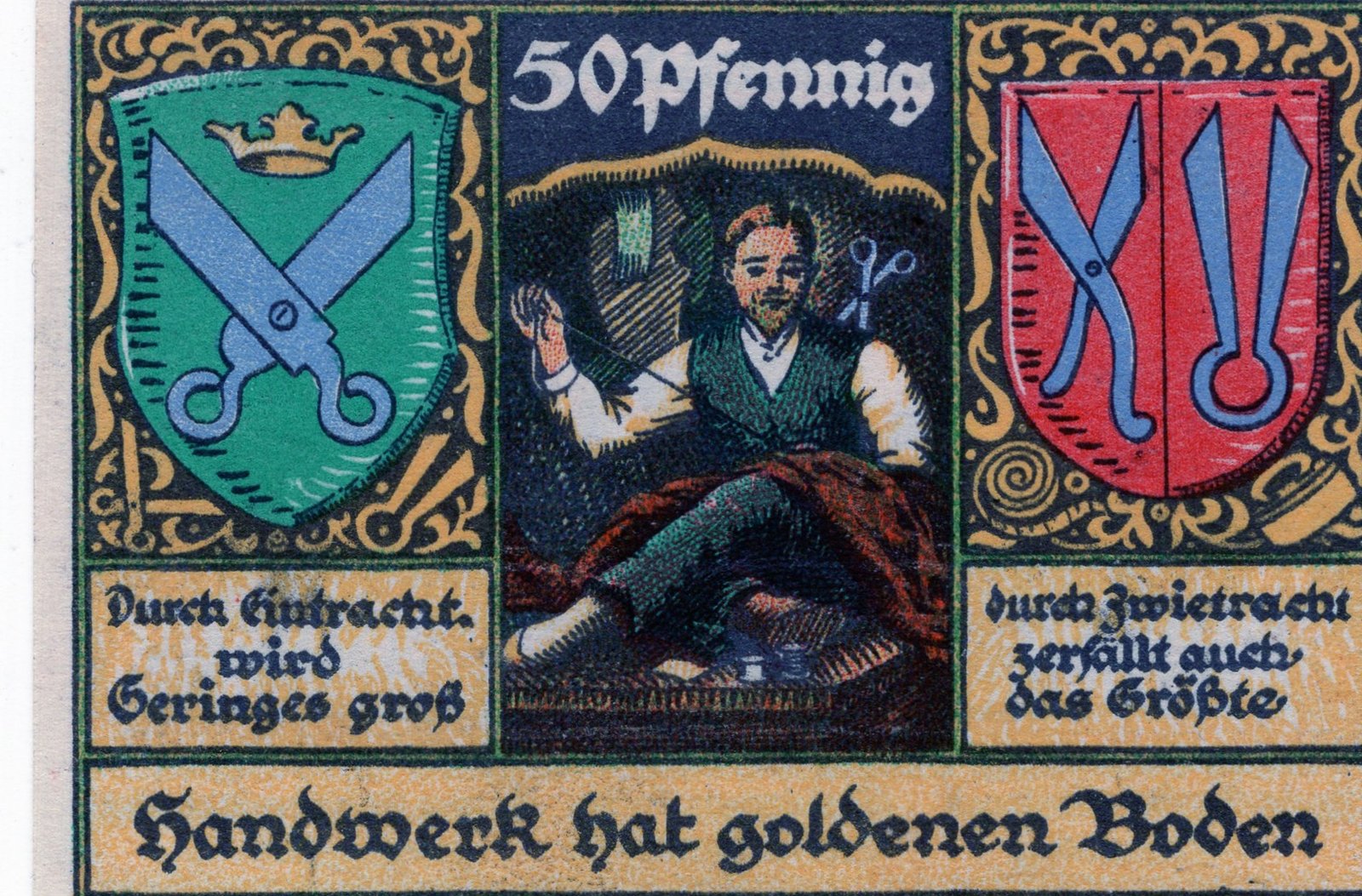 Реверс банкноты 50 пфеннигов Kreis-Handwerkerbund (Германия) 1921 года