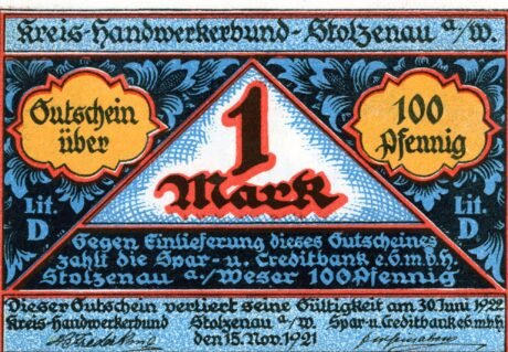 Аверс банкноты 1 маркаKreis-Handwerkerbund (Германия) 1921 года