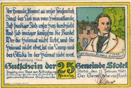 Аверс банкноты 25 пфеннигов (Германия)