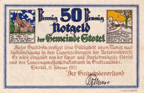 Аверс банкноты 50 fenigów (Niemcy) 1921