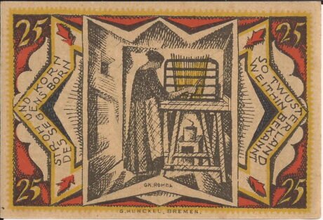 Реверс банкноты 25 fenigów Sparkasse (Niemcy) 1921