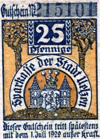 Аверс банкноты 25 fenigów Sparkasse (Niemcy)