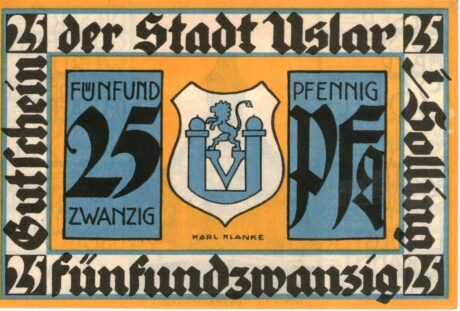 Аверс банкноты 25 fenigów (Niemcy) 1921