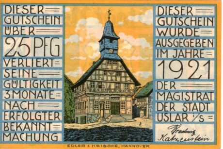 Реверс банкноты 25 fenigów (Niemcy) 1921