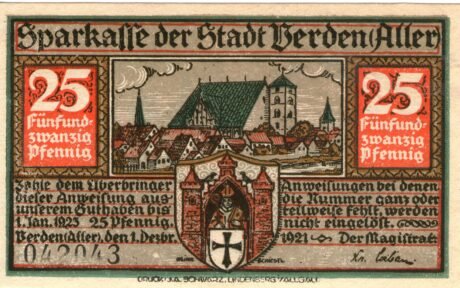 Аверс банкноты 25 fenigów (Niemcy) 1921