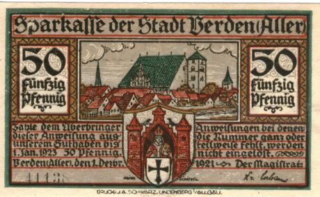 Аверс банкноты 50 fenigów (Niemcy) 1921