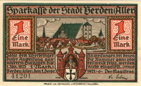Аверс банкноты 1 marka (Niemcy) 1921