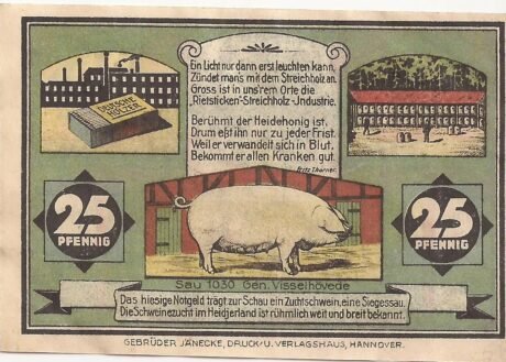 Реверс банкноты 25 fenigów (Niemcy) 1921