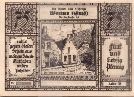 Аверс банкноты 75 пфеннигов (Германия) 1922 года