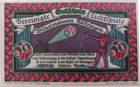 Аверс банкноты 50 пфеннигов Vereinigte Lichtspiele (Германия)